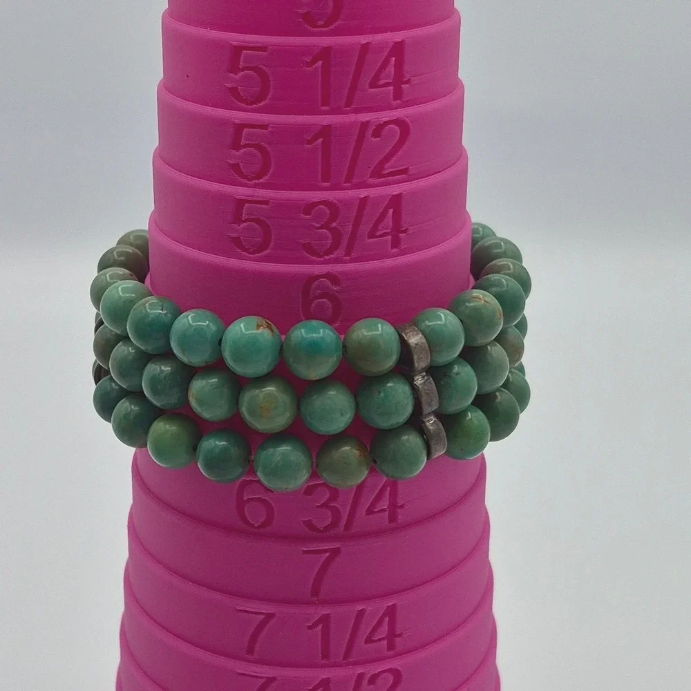 Turquoise Bracelet Beaded Triple Strand Stretch Boho Stackable
